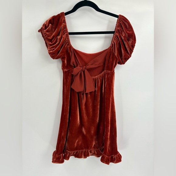 Urban outfitters velvet orange babydoll mini boho croquette fairy dress sz xs - Picture 7 of 14